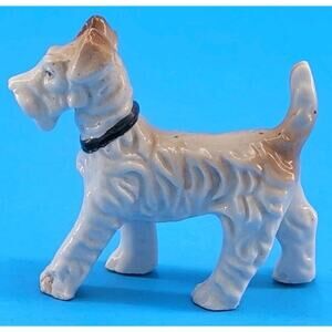 MCM Collectible Wire Fox Terrier Dog Figurine Japan Lusterware Glaze